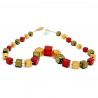 Halskjede smykker rødt og gull murano-glass venezia