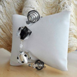 Bracelet verre murano argent et noir bijou venitien