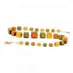 Green and gold necklace genuine murano glass of venice