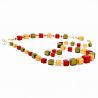 Red and gold jewelry set murano glass venice