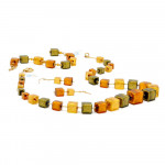 Grün und gold schmuckset würfel schmuck aus echtem murano glas