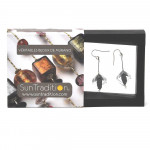 Boucles d'oreilles pendantes perles cube noir