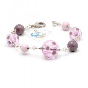 Galaxy lilas - bracelet mauve en veritable verre de murano de venise