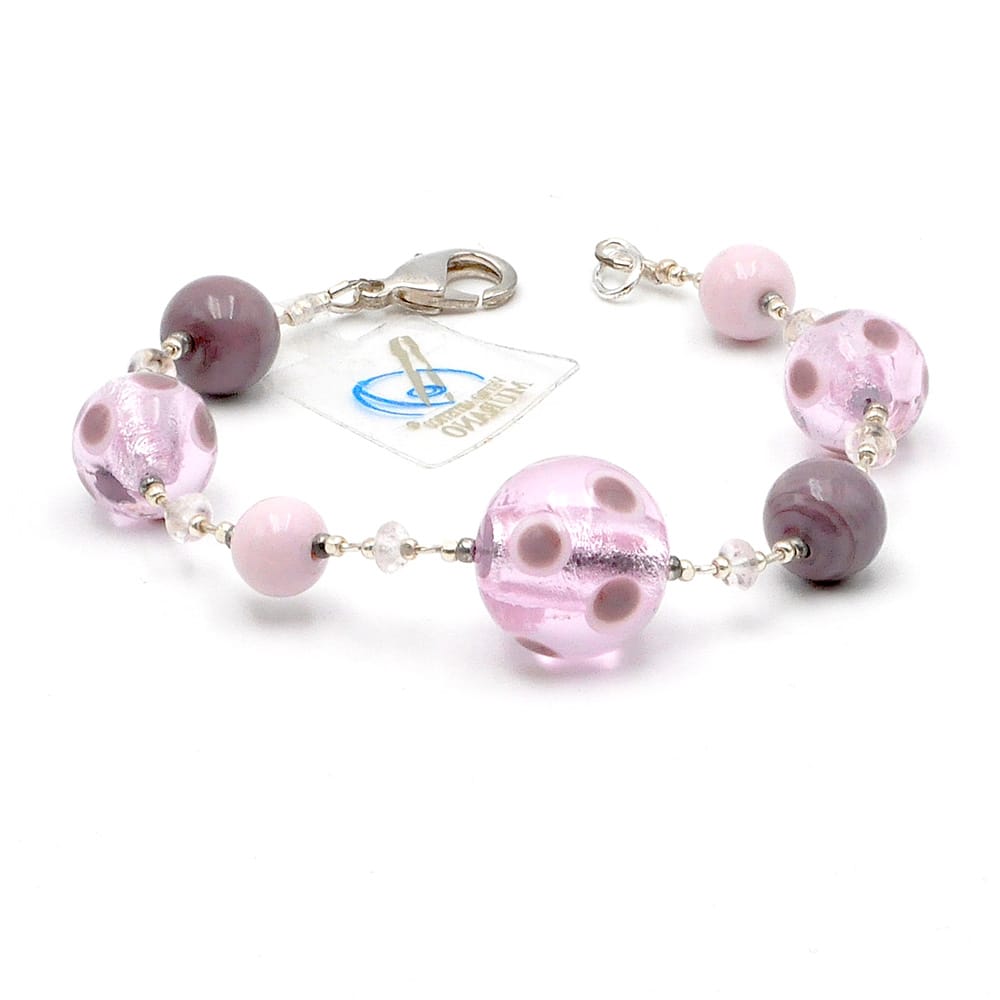Pink murano glass bracelet venice italy