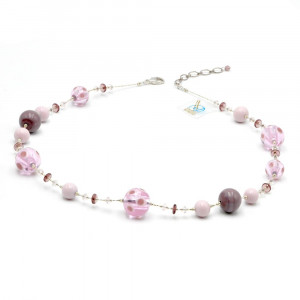 Colar de cristal murano redondo lilas