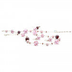 Conjunto de cristal murano prata e lilas