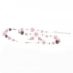 Conjunto de cristal murano prata e lilas