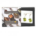 Green earrings cubo sciogliendo murano glass of venice