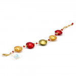 Armband originele murano glas rood en goud, venetië