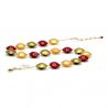 Red and gold necklace genuine murano glass 