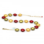 Collier rouge et or en verre de murano