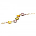 Pulseira cristal murano roxa e ouro de veneza