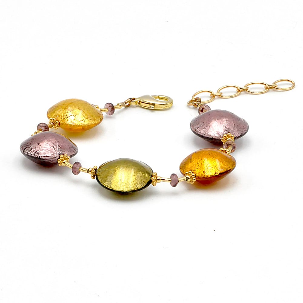 Gold and parma murano glass bracelet venice italy