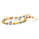 Conjunto de cristal murano pastilha ouro e lilas