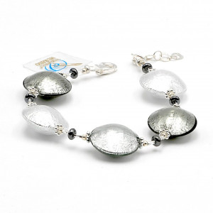 Pastiglia argent - bracelet en argent veritable verre de murano de venise