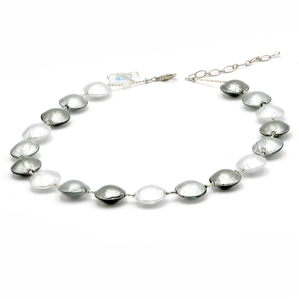 Pastiglia plata - collar joya de verdadero cristal de murano