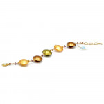 Pulseira de cristal murano em ouro ambar pastilhas 