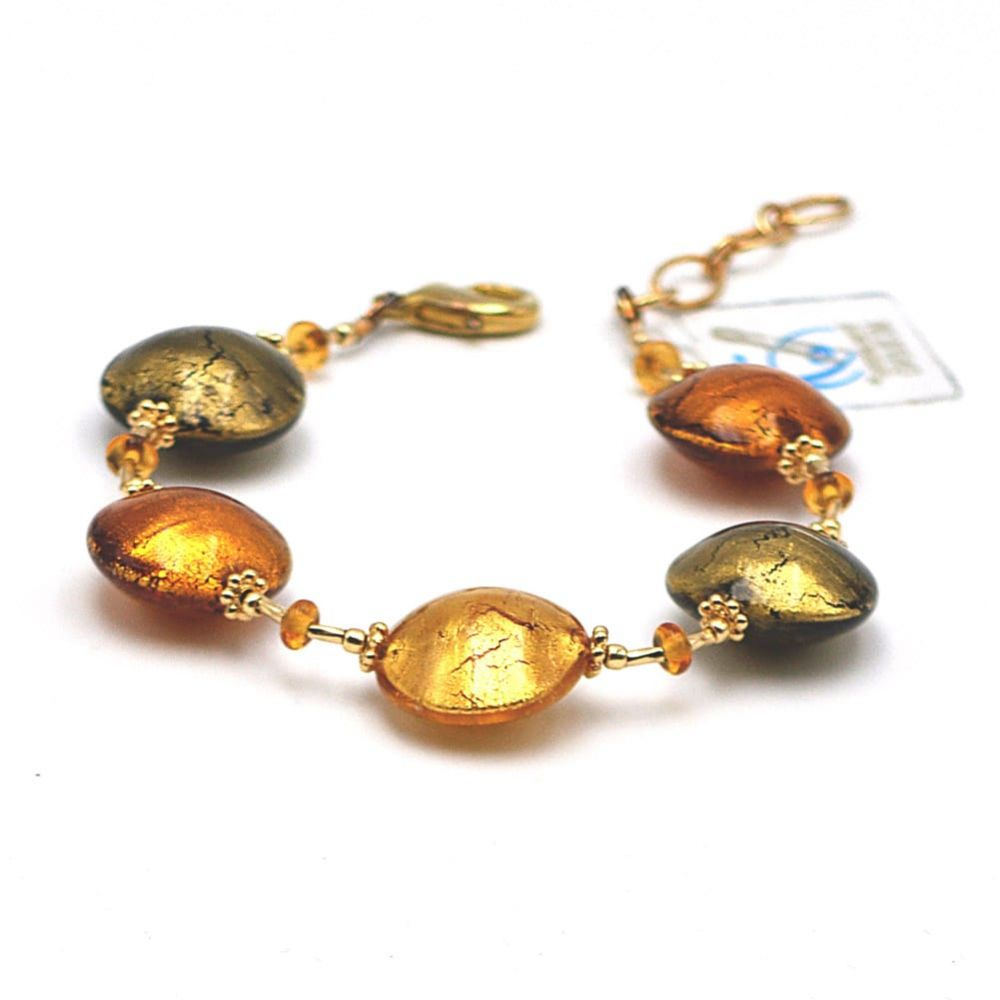 Pastiglia outono ouro - pulseira de vidro murano ouro multicolor