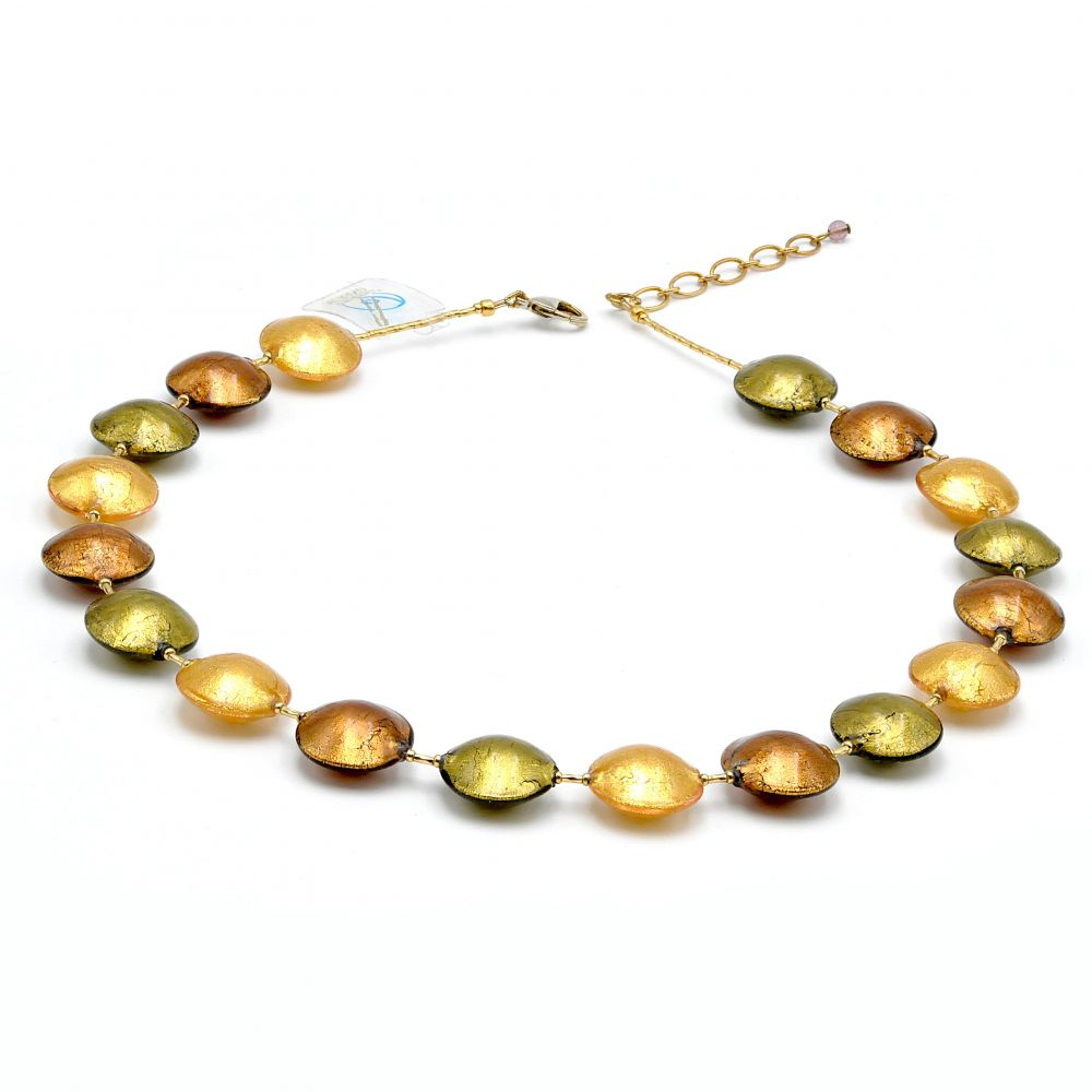 Pastiglia gold - gold murano glass necklace jewelry murano glass of venice