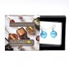 Pastiglia blue azure earrings genuine murano glass of venice