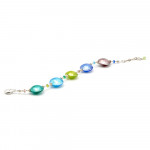 Pulsera murano azul y plata cristal genuino de venecia