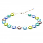 Blue and silver murano glass necklace of venice