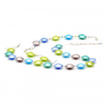 Conjunto de joyas genuino cristal de murano multicolore azul y plata de venecia