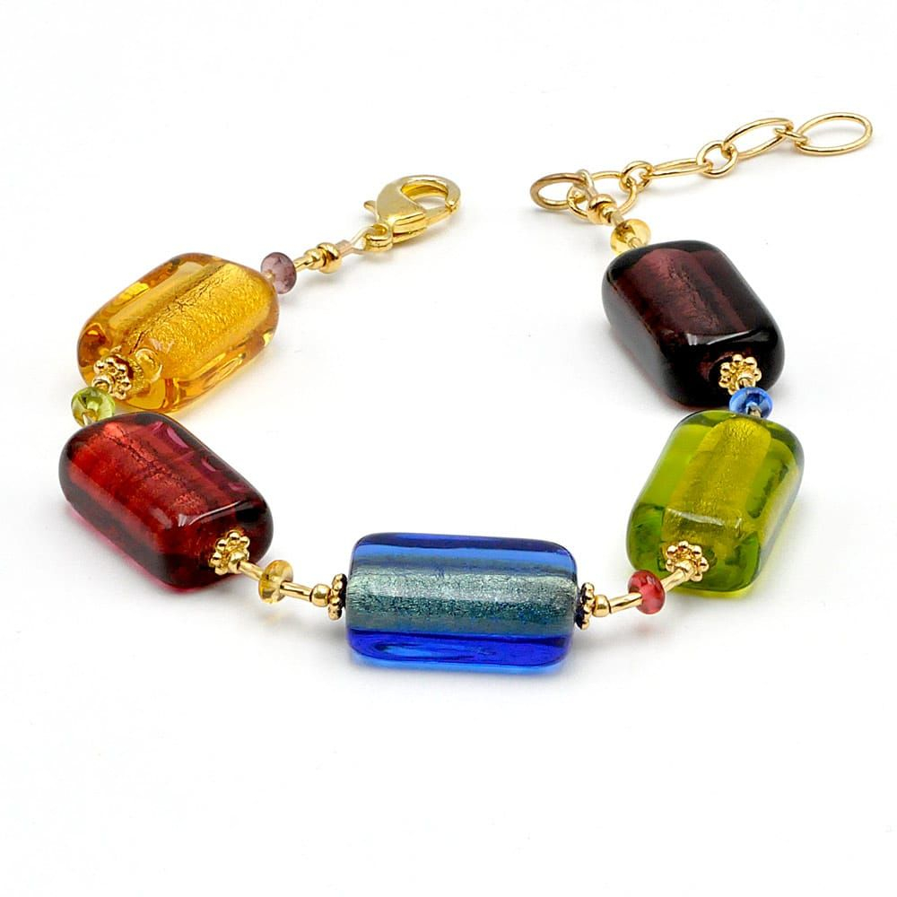 4 saisons ete - bracelet multicolore bijou en veritable verre de murano de venise