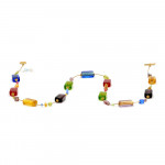 Collar largo multicolore y oro en verdadero cristal de murano de venecia