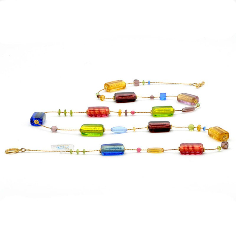 Long multicolour murano glass necklace