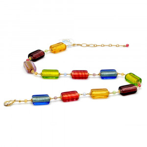 Collier or et multicolore en verre de murano de venise