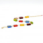 Collier en or et veritable verre de murano multicolore de venise