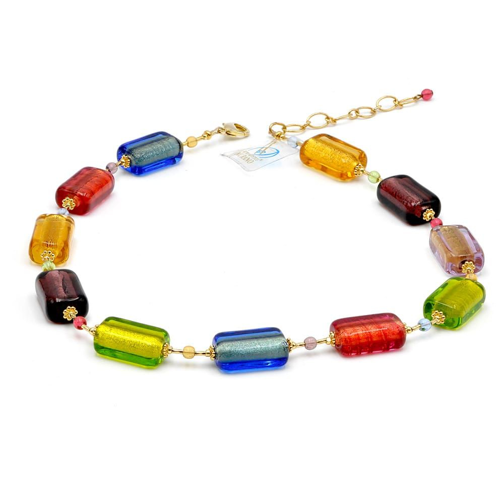 4 estaciones de verano joya - collar en verdadero cristal de murano multicolor de venecia