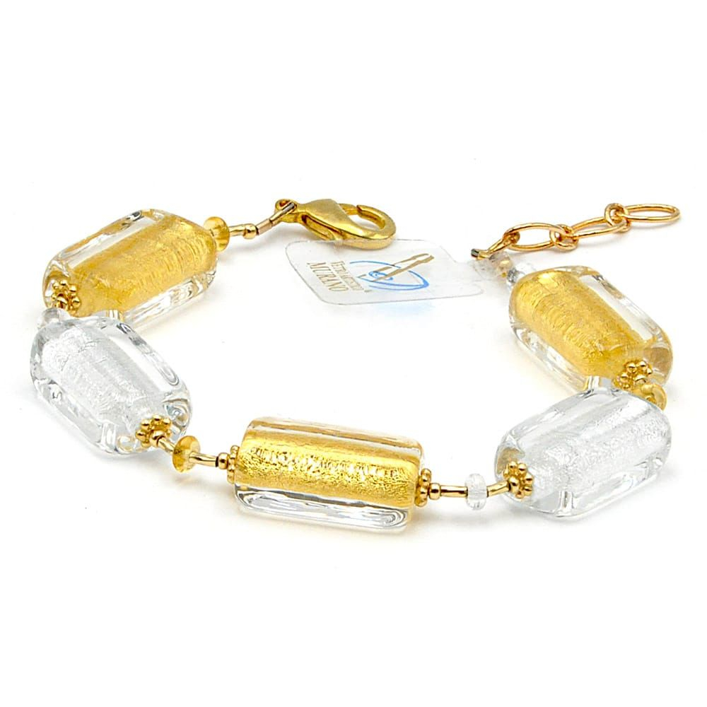4 estações inverno - pulseira de vidro murano ouro verdadeira joia de veneza
