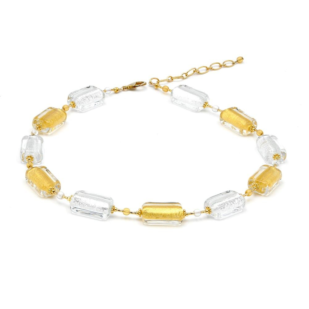 4 seasons winter - gold murano glass necklace jewellery genuine of venice