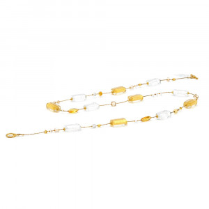 Sautoir or bijou en verre de murano de venise