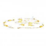 Conjunto de joyas oro verdadero cristal de murano collar largo venecia