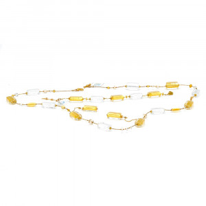 4 saisons hiver long - parure or de bijoux en veritable verre de murano