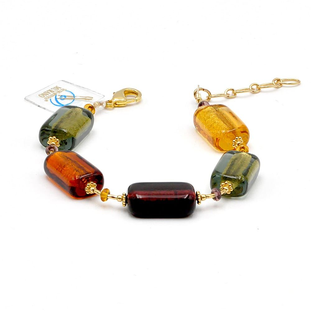4 saisons automne- bracelet ambre en veritable verre de murano de venise 