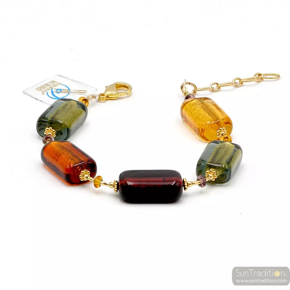 4 seasons autumn - amber murano glass bracelet genuine venitian jewel