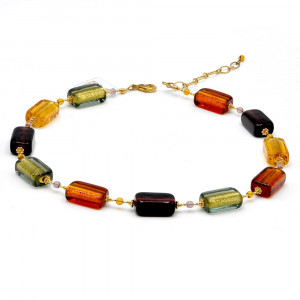 4 saisons automne - collier multicolore bijou en veritable verre de murano de venise