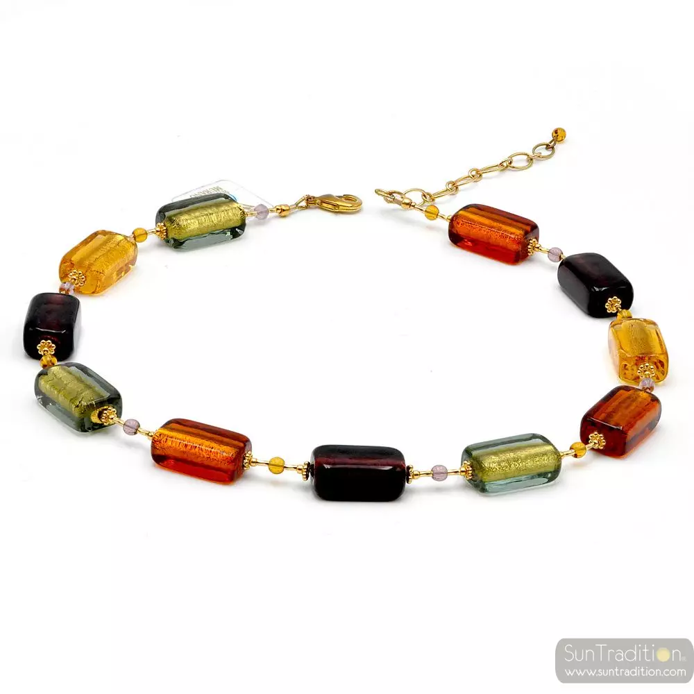 4 seasons autumn - multicolour murano glass necklace jewelry genuine of venice