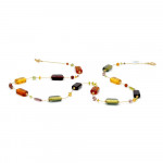 Kette lang italienischer schmuck bernstein in gold und aus echtem muranoglas