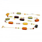 Halskette bernstein lang italienischer schmuck in gold und aus echtem murano glas 