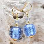 Boucles d'oreilles verre murano bleu