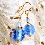 Fizzy blue earrings genuine venice murano glass