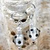 Black and silver polka earrings genuine murano glass venice