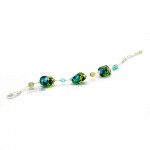 Bracciale in vetro di murano, verde e blu