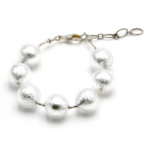 Ball silver - silver murano glass bracelet from venice