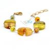 Pulseira de ouro - pulseira de ouro e de cristal murano de ouro